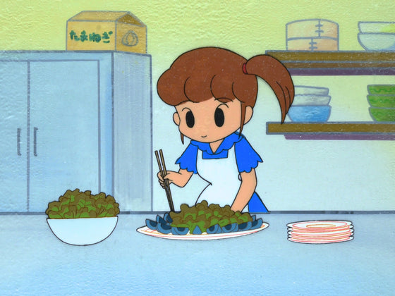 Shōnen Ashibe - Riko making a century egg salad - Key Master Setup
