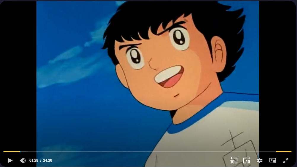 Captain Tsubasa - Tsubasa from the introductory scene - 1-layer Production Cel w/ Print Background