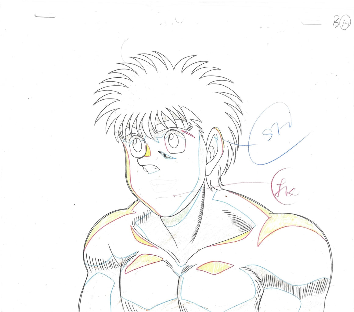 Hajime no Ippo - Ippo smiling - 2-layer Production Cel w/ Douga