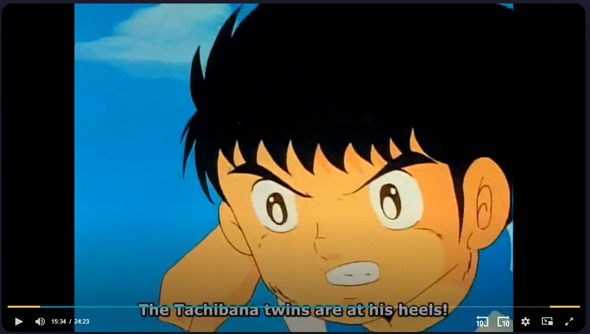Captain Tsubasa - Tsubasa about to shoot - 1-layer Production Cel w/ Print Background