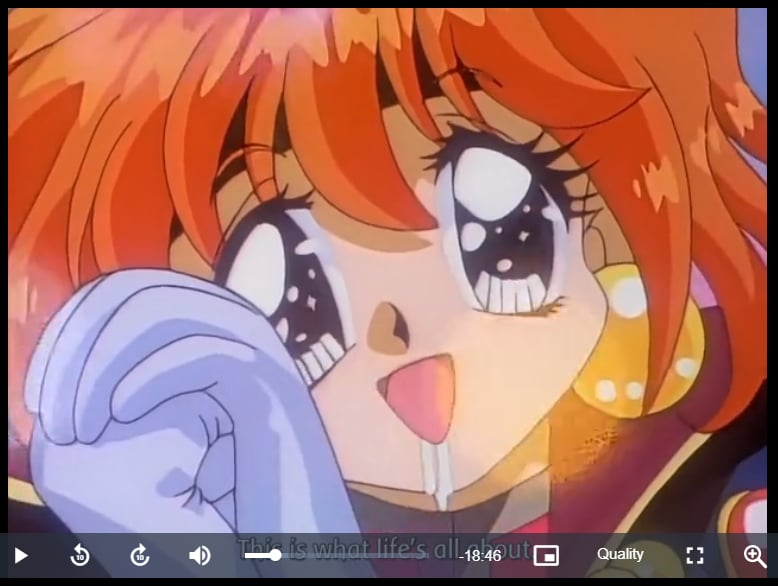 Slayers - Lina about to feast - 2-layer Production Cel w/ Douga Sketch
