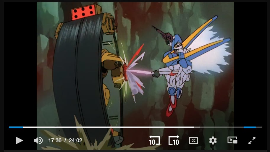 Mobile Suit Victory Gundam - V2 Gundam vs Gedlav - 1-layer Production Cel w/ Douga & Print Background