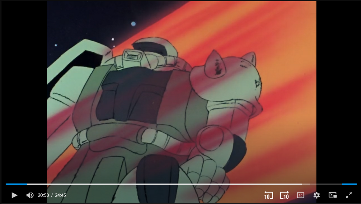 Mobile Suit Gundam - Zaku getting vaporized - 1-layer Production Cel w/ Print Background