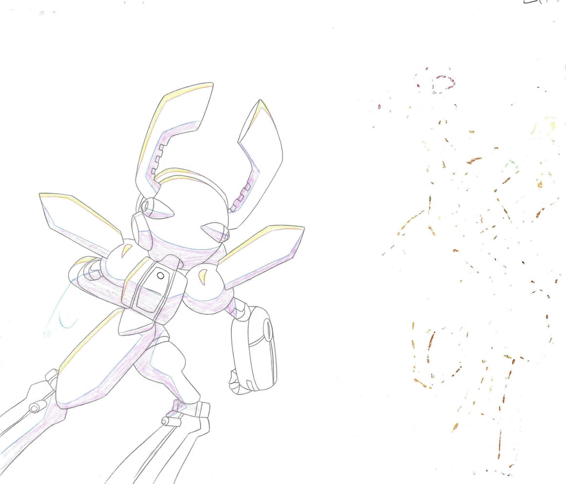 Medabots Damashii - Metabee vs Dorcus - 2-layer Production Cel w/ Douga & Copy Background