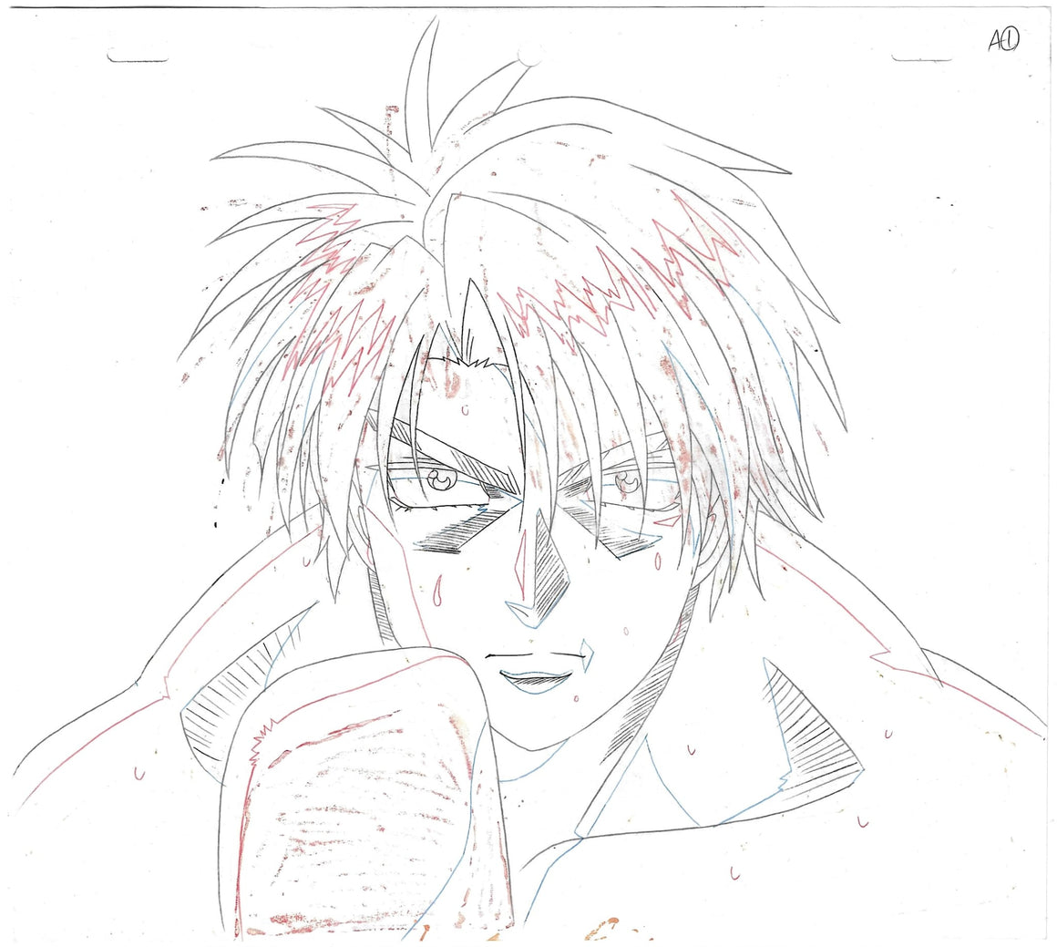 Hajime no Ippo - Volg close-up - 1-layer Production Cel w/ Douga & Print Background