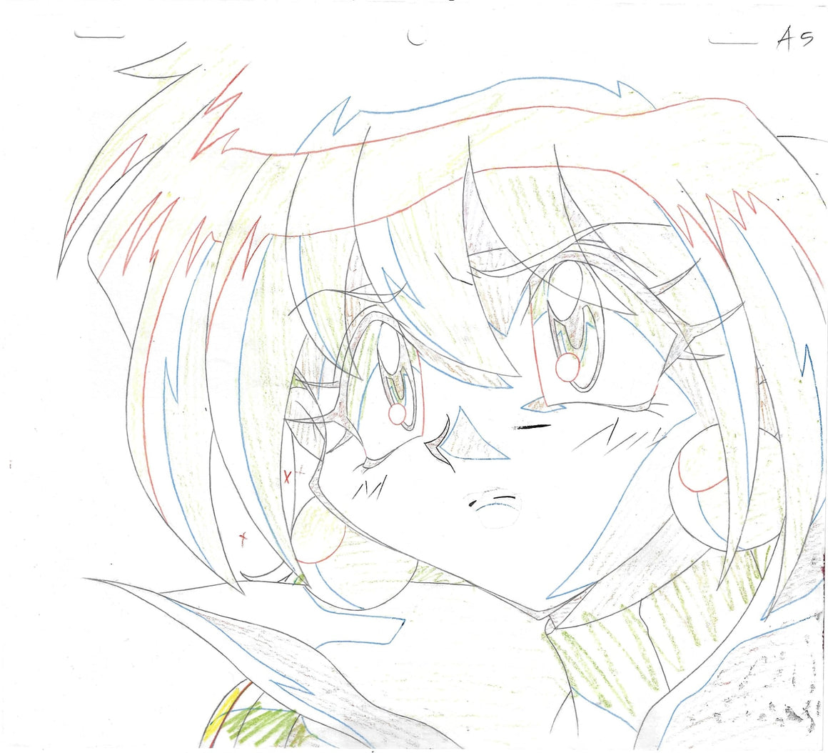 Slayers - Lina Inverse close-up - 1-layer Production Cel w/ Douga Sketch