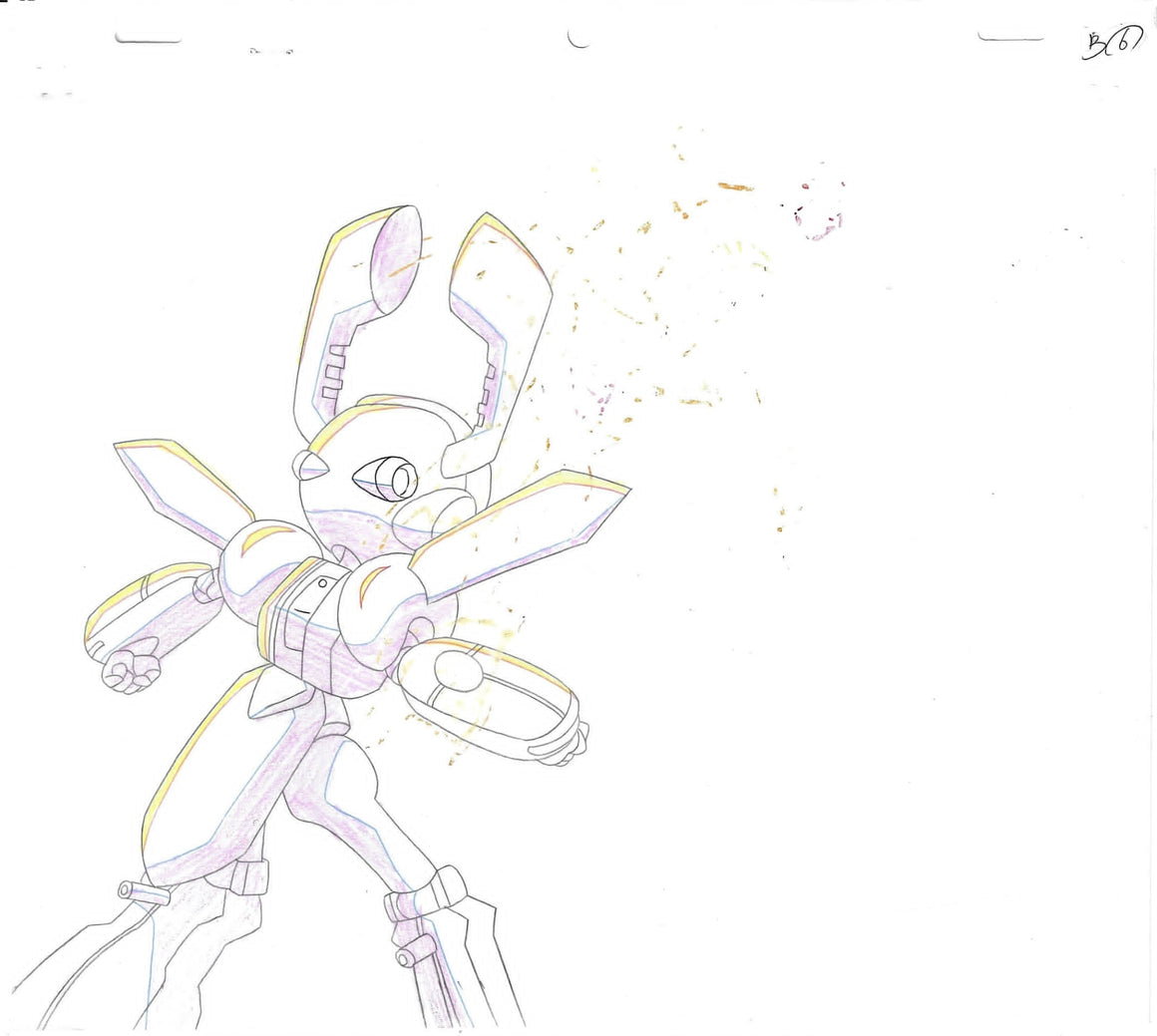 Medabots Damashii - Metabee vs Dorcus - 2-layer Production Cel w/ Douga & Copy Background