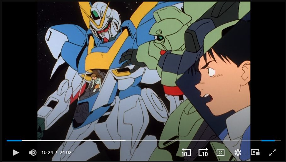 Mobile Suit Victory Gundam - V2 Gundam being shaken by Gunblaster - 2-layer Pan-size Production Cel w/ Print Background