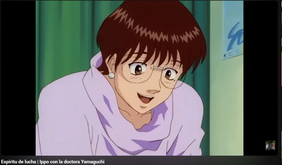 Hajime no Ippo - Dr. Yamaguchi Tomoko - 1-layer Production Cel w/ Douga & Print Background