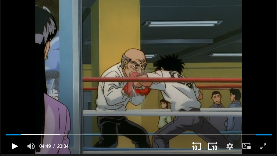 Hajime no Ippo - Ippo training - 3-layer Pan-size Production Cel w/ Print Background & Douga