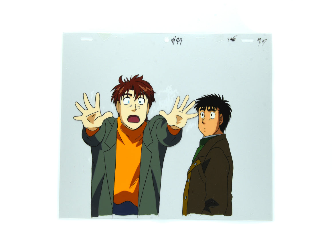 Hajime no Ippo - Ippo meeting Volg - 2-layer Production Cel w/ Douga & Print Background