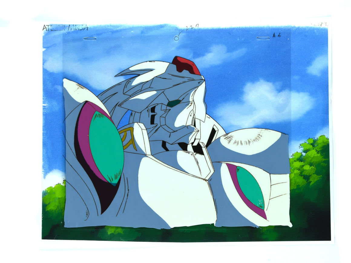 Cybuster - Cybuster close-up - 1-layer Production Cel w/ Douga Pencil Sketch & Print Background