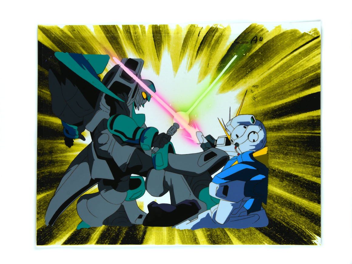 Mobile Suit Victory Gundam - V2 Gundam vs Gengaozo - 1-layer Production Cel w/ Print Background