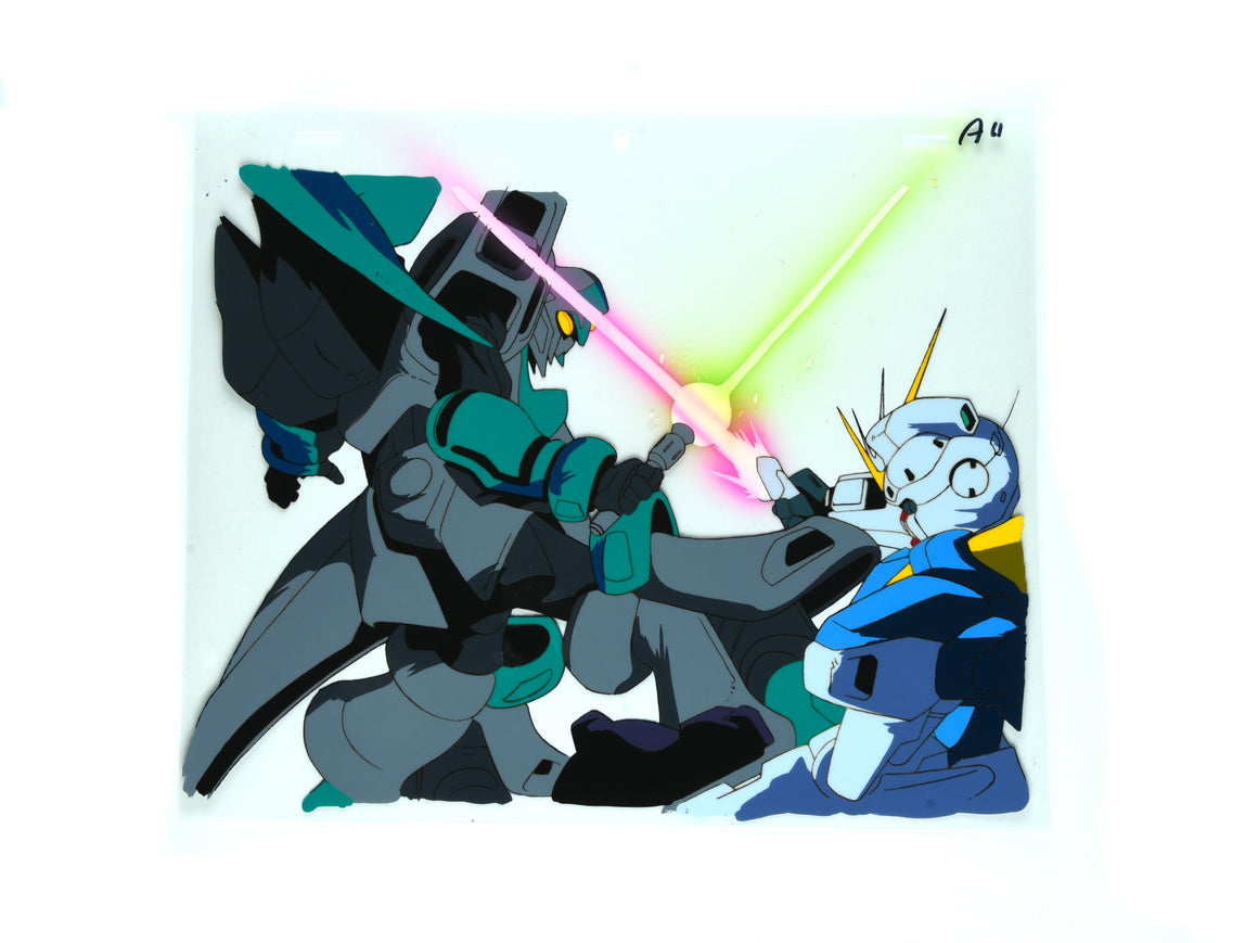 Mobile Suit Victory Gundam - V2 Gundam vs Gengaozo - 1-layer Production Cel w/ Print Background