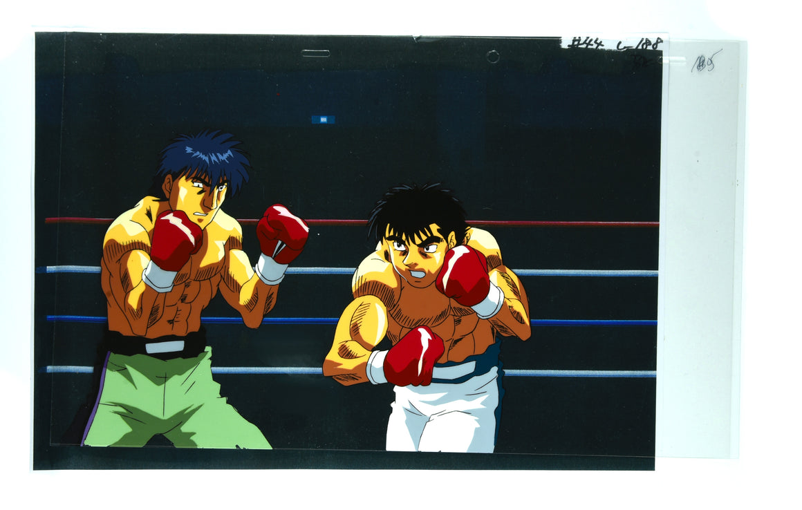 Hajime no Ippo - Ippo vs Okita - 2-layer Pan-size Production Cel w/ Douga & Print Background