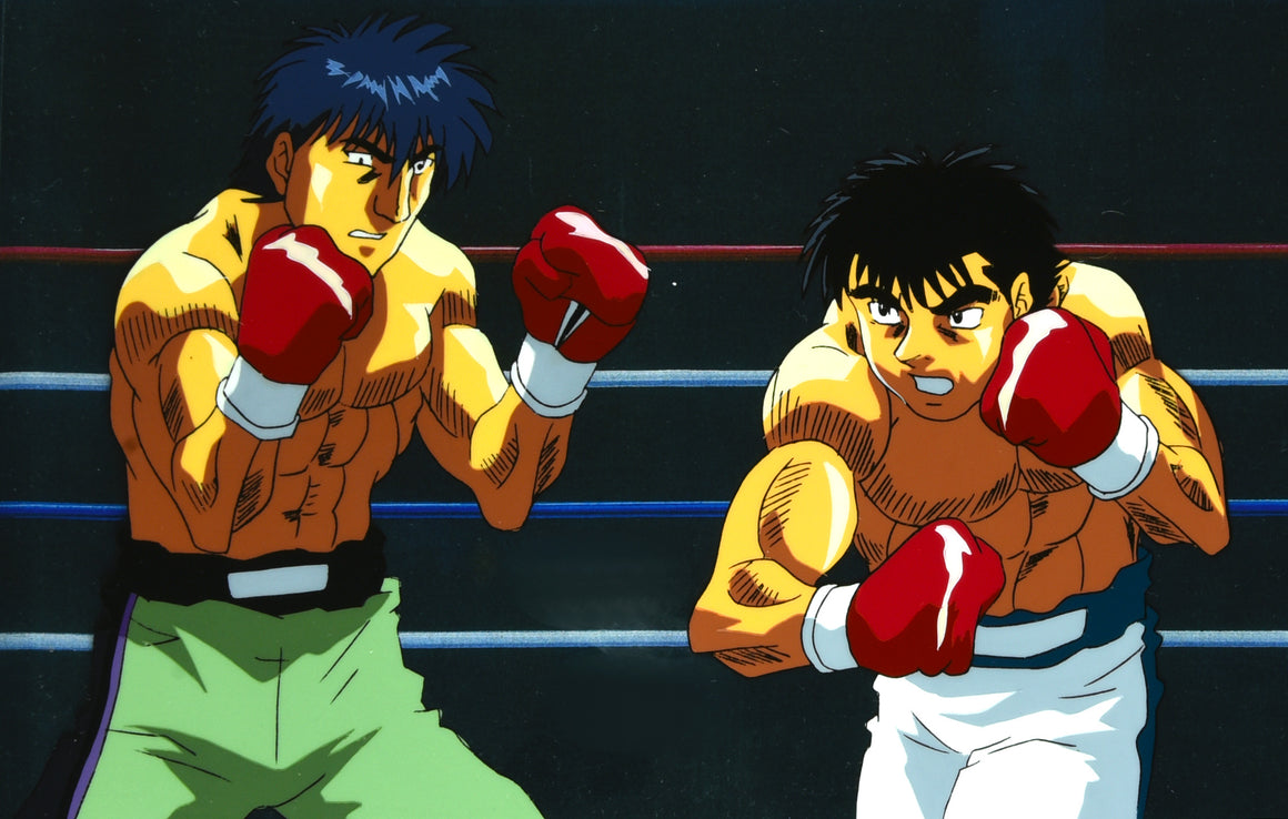 Hajime no Ippo - Ippo vs Okita - 2-layer Pan-size Production Cel w/ Douga & Print Background