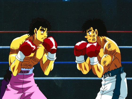 Hajime no Ippo - Ippo vs Hayami - 1-layer Production Cel w/ Douga & Print Background