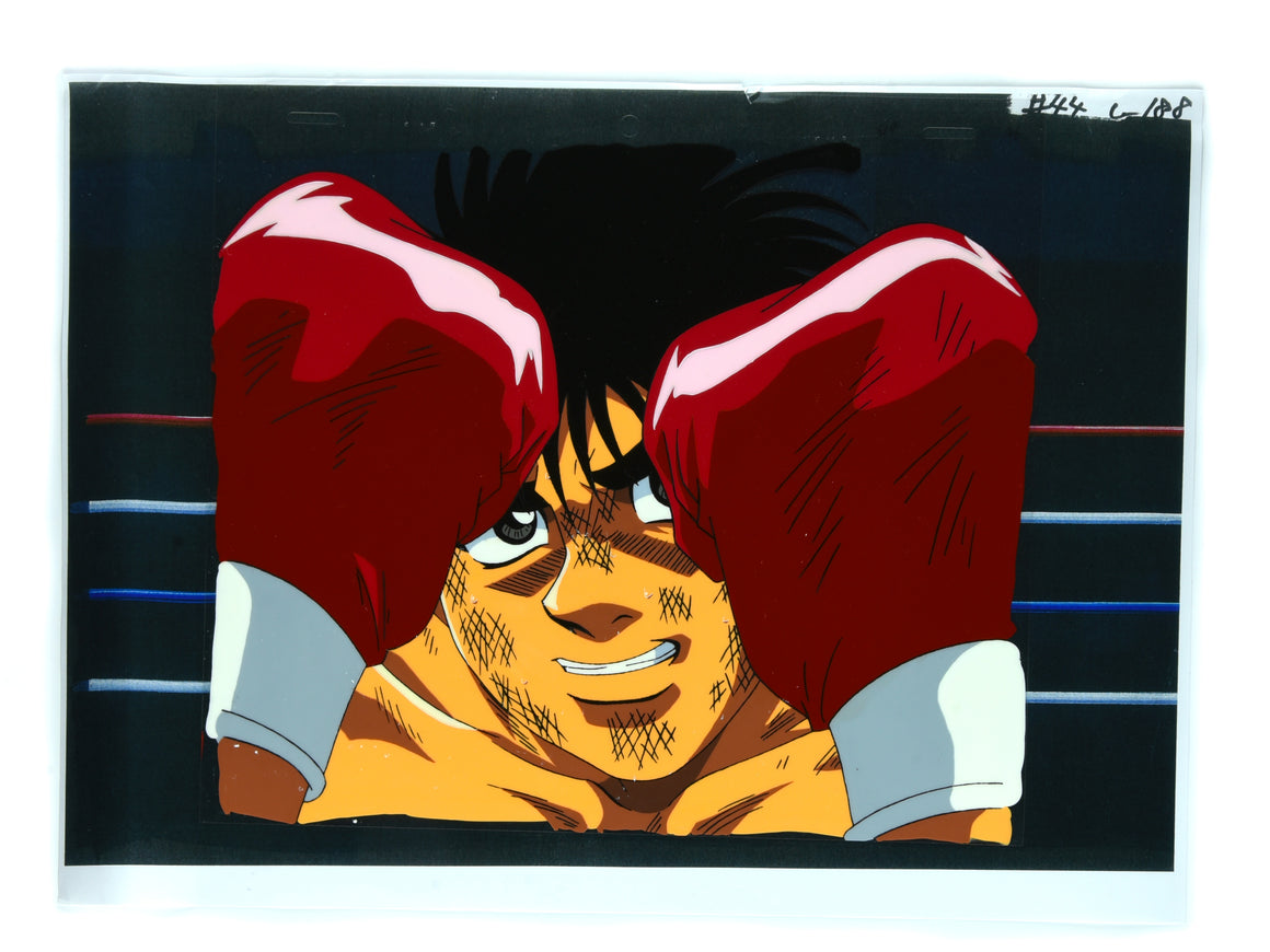 Hajime no Ippo - Ippo close-up - 1-layer Production Cel w/ Douga & Print Background