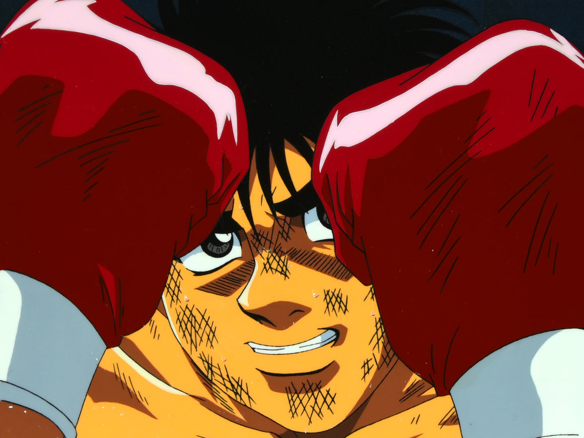 Hajime no Ippo - Ippo close-up - 1-layer Production Cel w/ Douga & Print Background