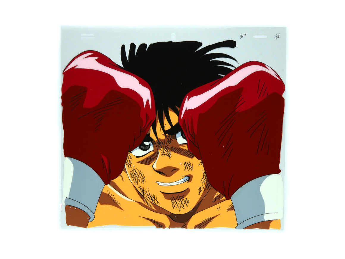 Hajime no Ippo - Ippo close-up - 1-layer Production Cel w/ Douga & Print Background