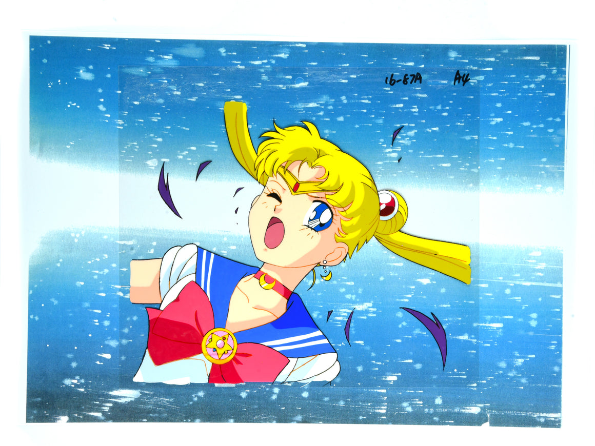 Sailor Moon - Sailor Moon close-up - 1-layer Production Cel w/ Copy Background