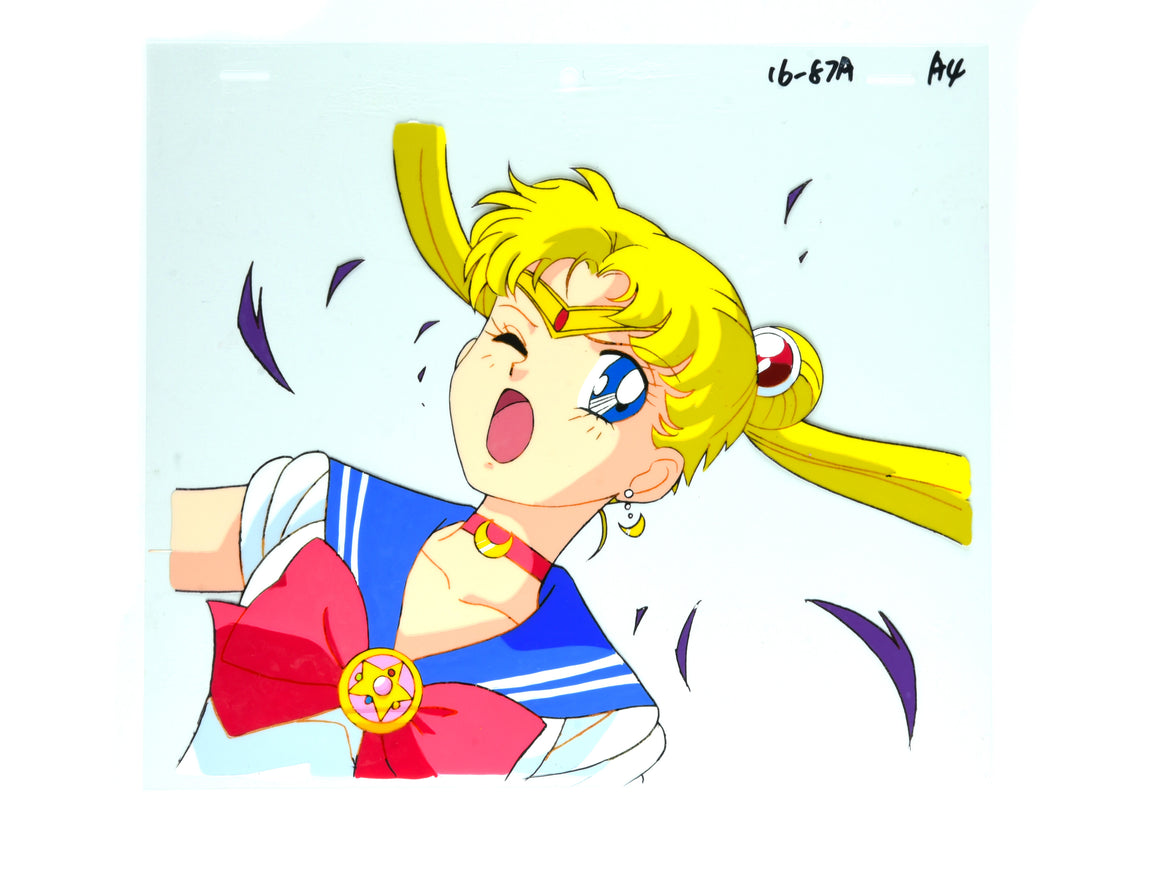 Sailor Moon - Sailor Moon close-up - 1-layer Production Cel w/ Copy Background