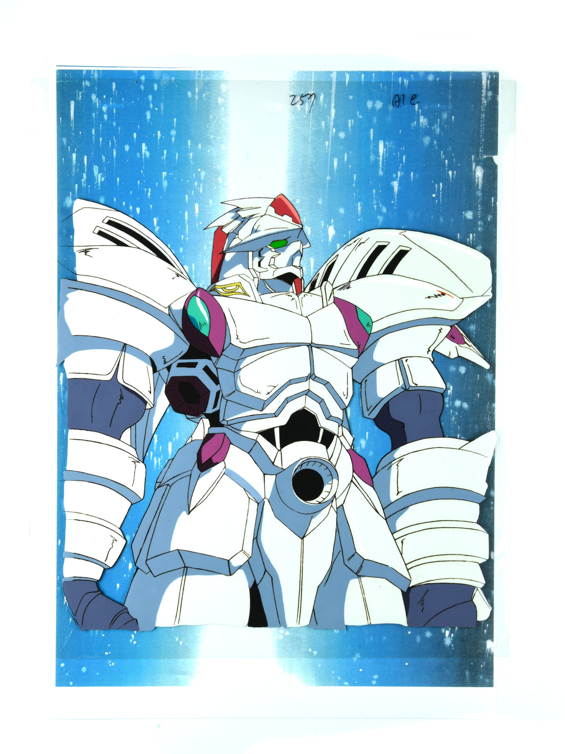 Cybuster - Cybuster close-up - Pan-size 1-layer Production Cel w/ Print Background