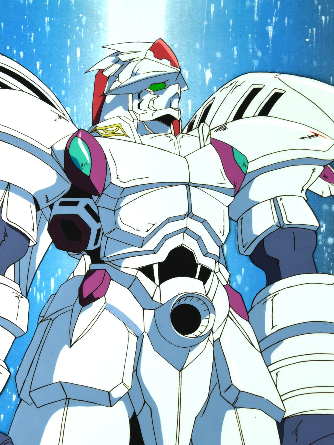 Cybuster - Cybuster close-up - Pan-size 1-layer Production Cel w/ Print Background