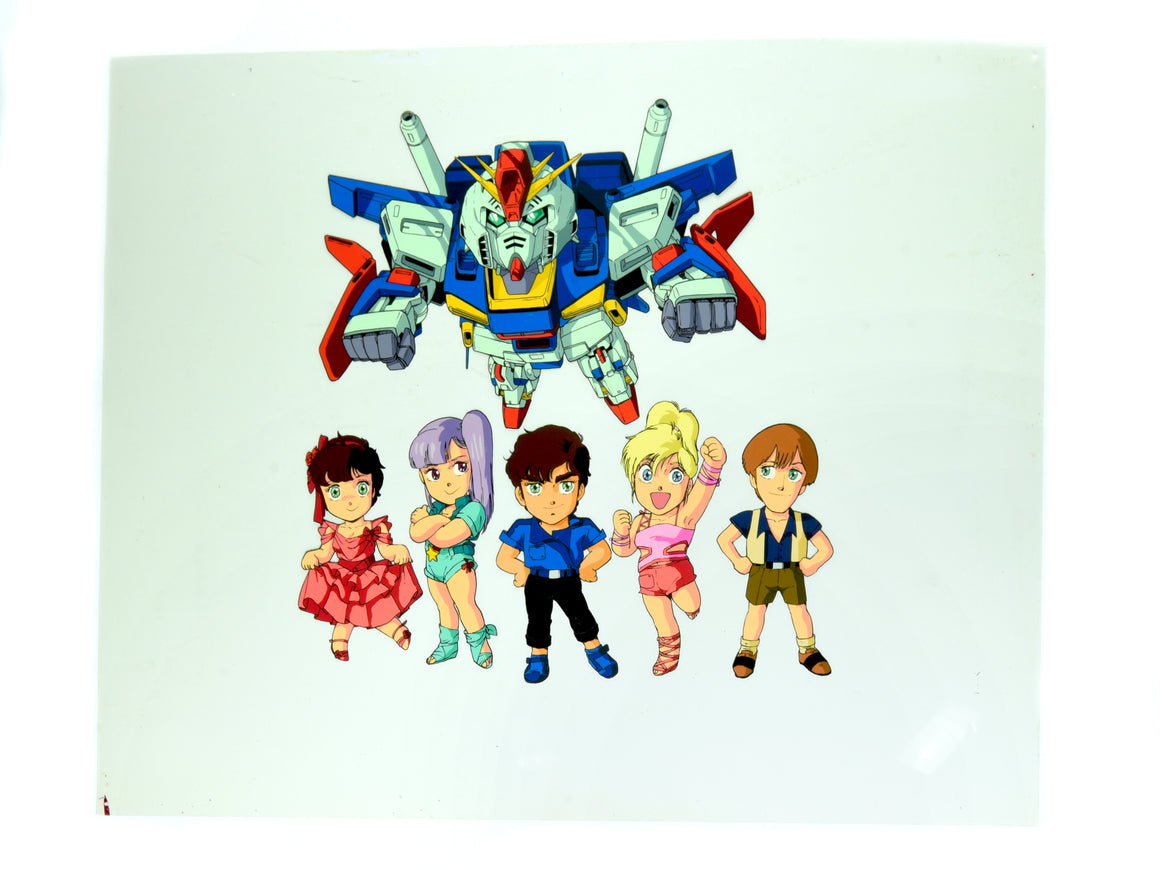 Mobile Suit Gundam ZZ - SD Gundam ZZ, Judau, Leina, Roux, Elle, & Lino - 1-layer Hanken Cel w/ Print Background