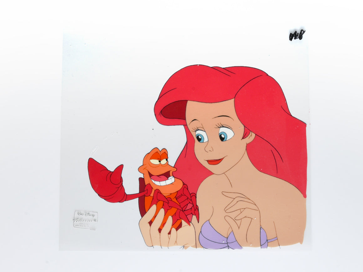 Little Mermaid - Ariel and Sebastian - 1-layer Production Cel w/ Print Background & CoA