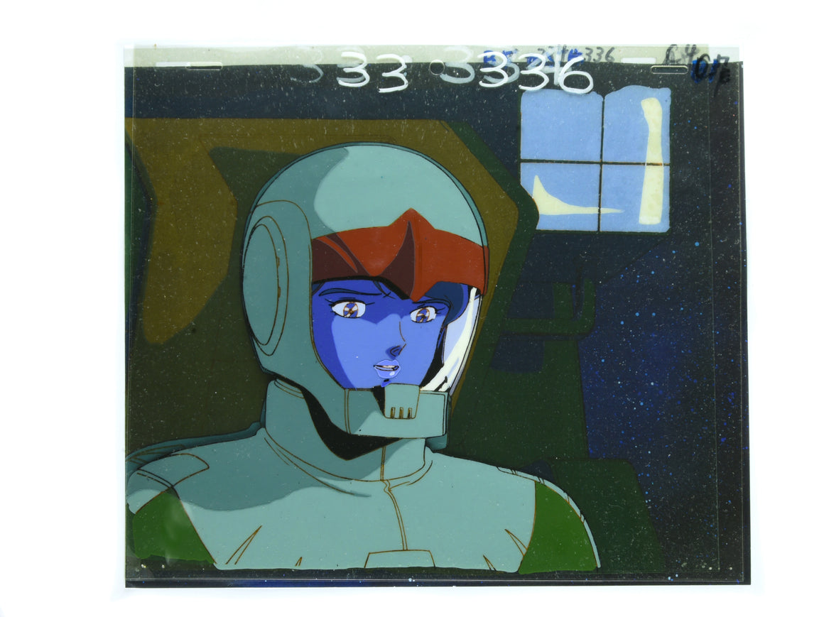 Mobile Suit Zeta Gundam - Reccoa in Zeon pilot suit - 2-layer Production Cel w/ Copy Background
