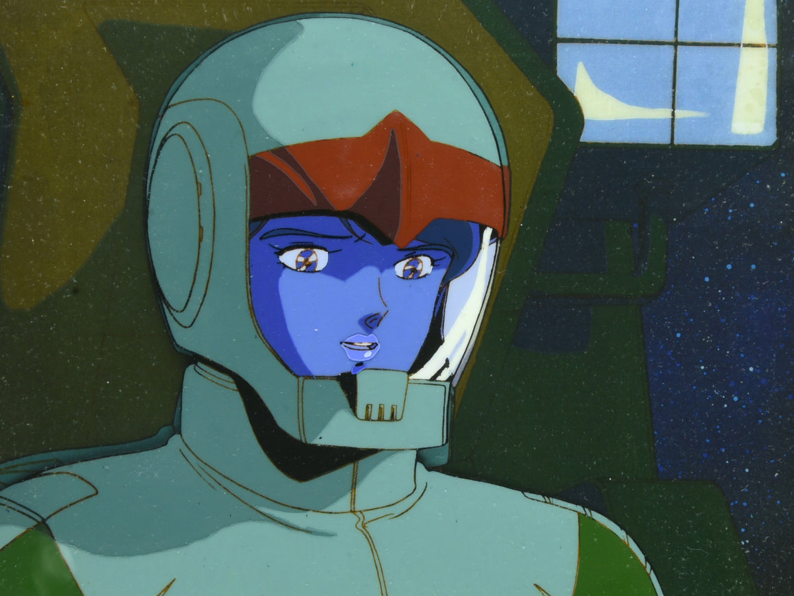 Mobile Suit Zeta Gundam - Reccoa in Zeon pilot suit - 2-layer Production Cel w/ Copy Background