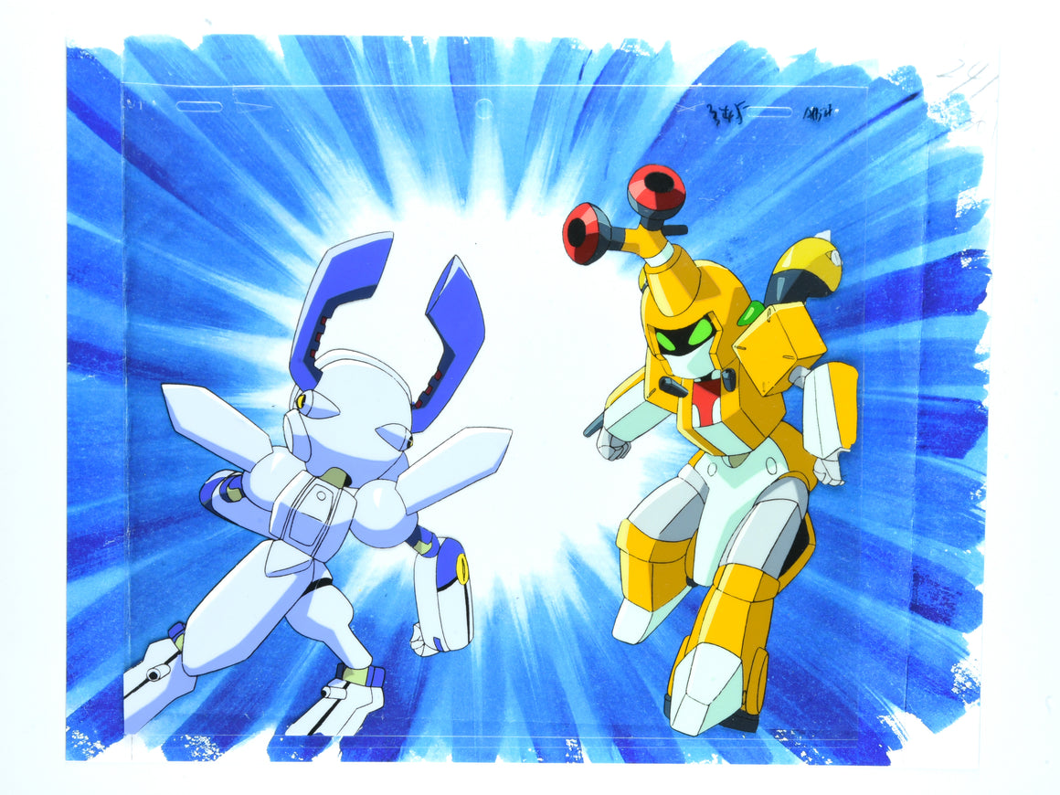 Medabots Damashii - Metabee vs Dorcus - 2-layer Production Cel w/ Douga & Copy Background