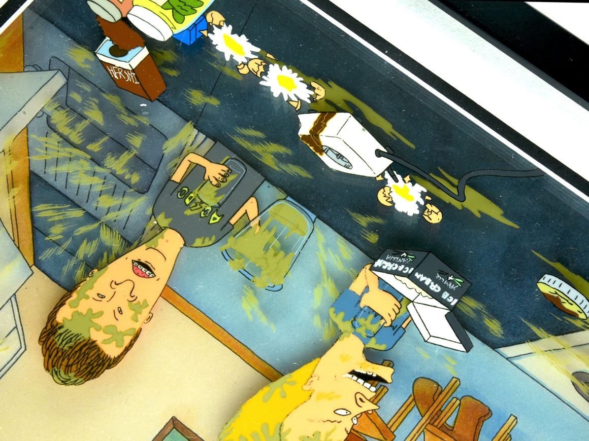 Beavis and Butt-Head - The pair making a protein shake - 6-layer Production Cel w/ Print Background