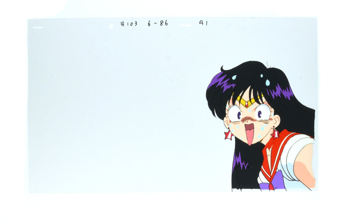 Sailor Moon - Thunderstruck Sailor Moon and Sailor Mars - 3-layer Pan-size Production Cel w/ Print Background