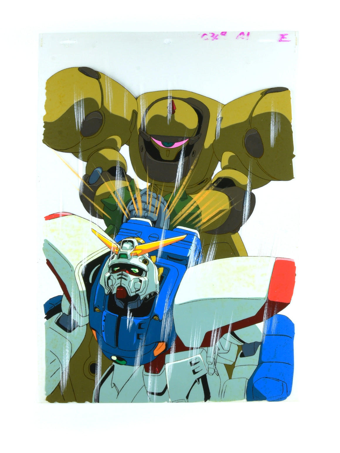 Mobile Fighter G Gundam - Shining Gundam struck by Death Army - Pan-size Production Cel w/ Copy Background & Concept