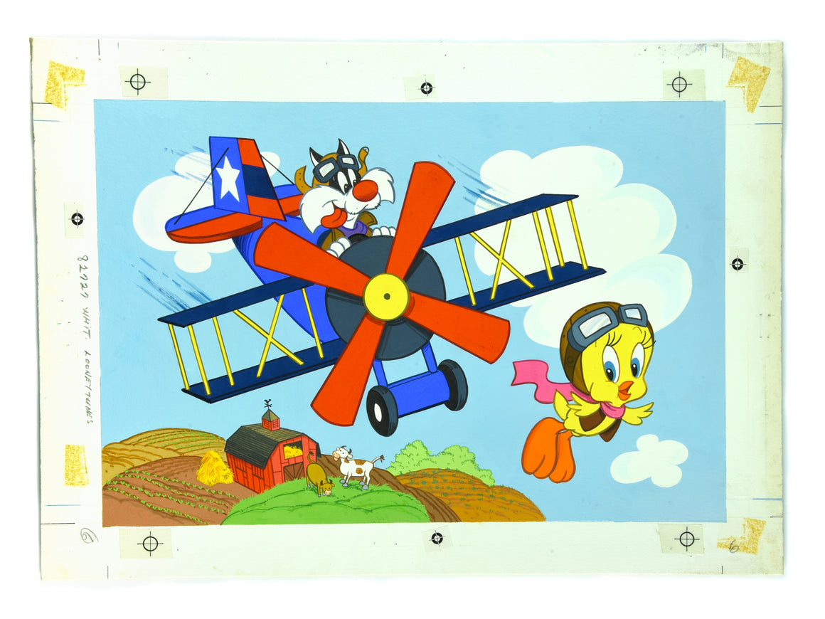 Looney Tunes - Sylvester and Tweetie in the Sky - Whitman Puzzle Tray Original Art on Illustration Board