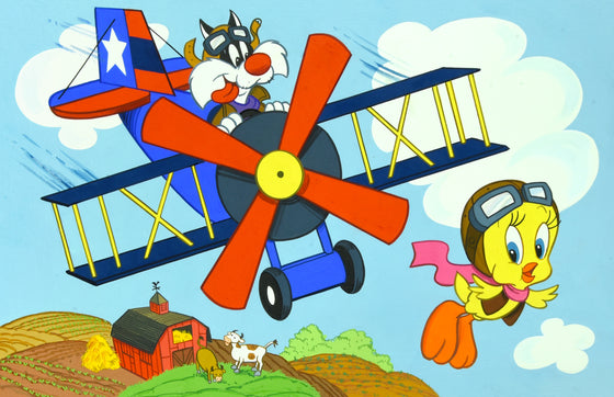 Looney Tunes - Sylvester and Tweetie in the Sky - Whitman Puzzle Tray Original Art on Illustration Board