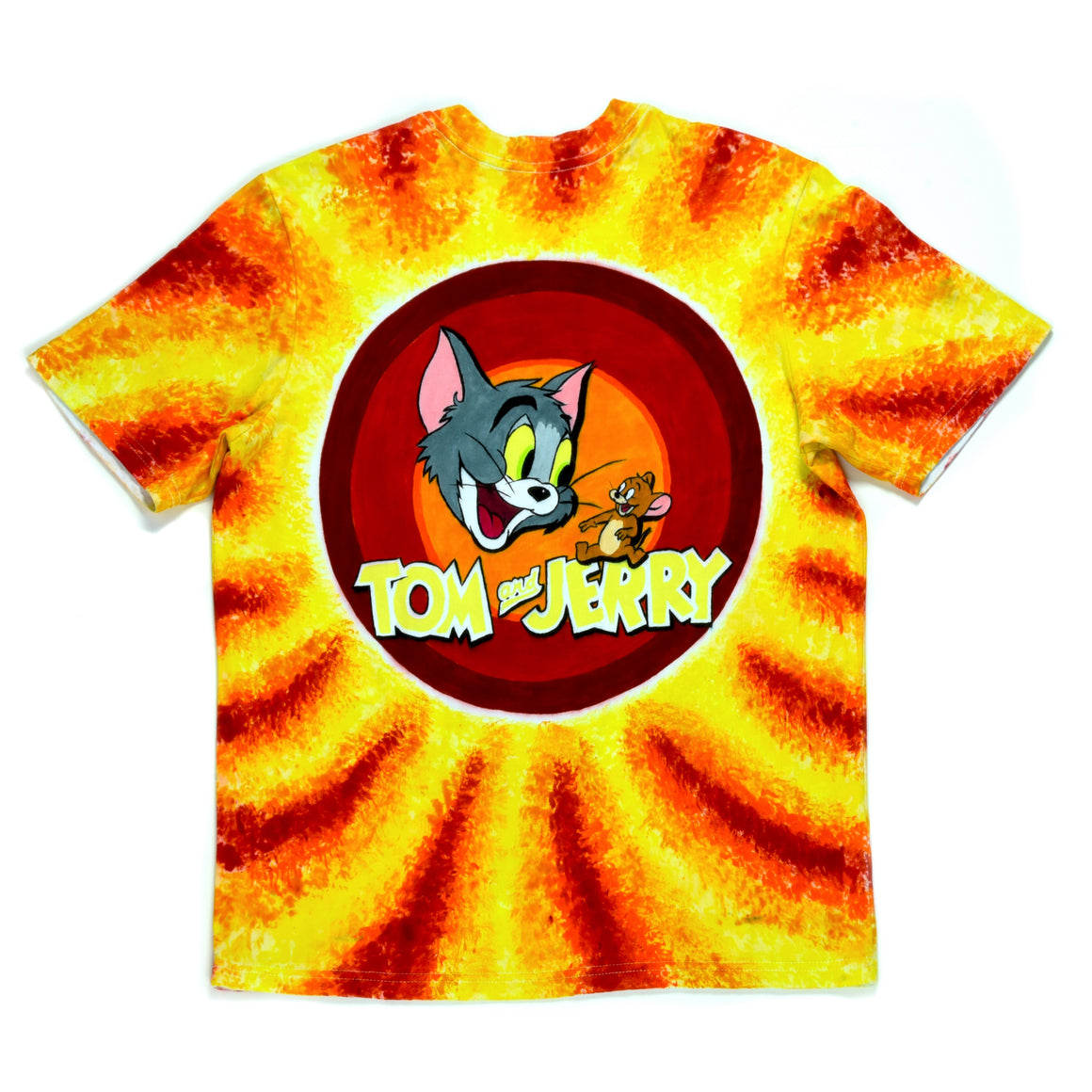 Medium - Hand-dyed Cartoon Art T-Shirt - Tom and Jerry #1