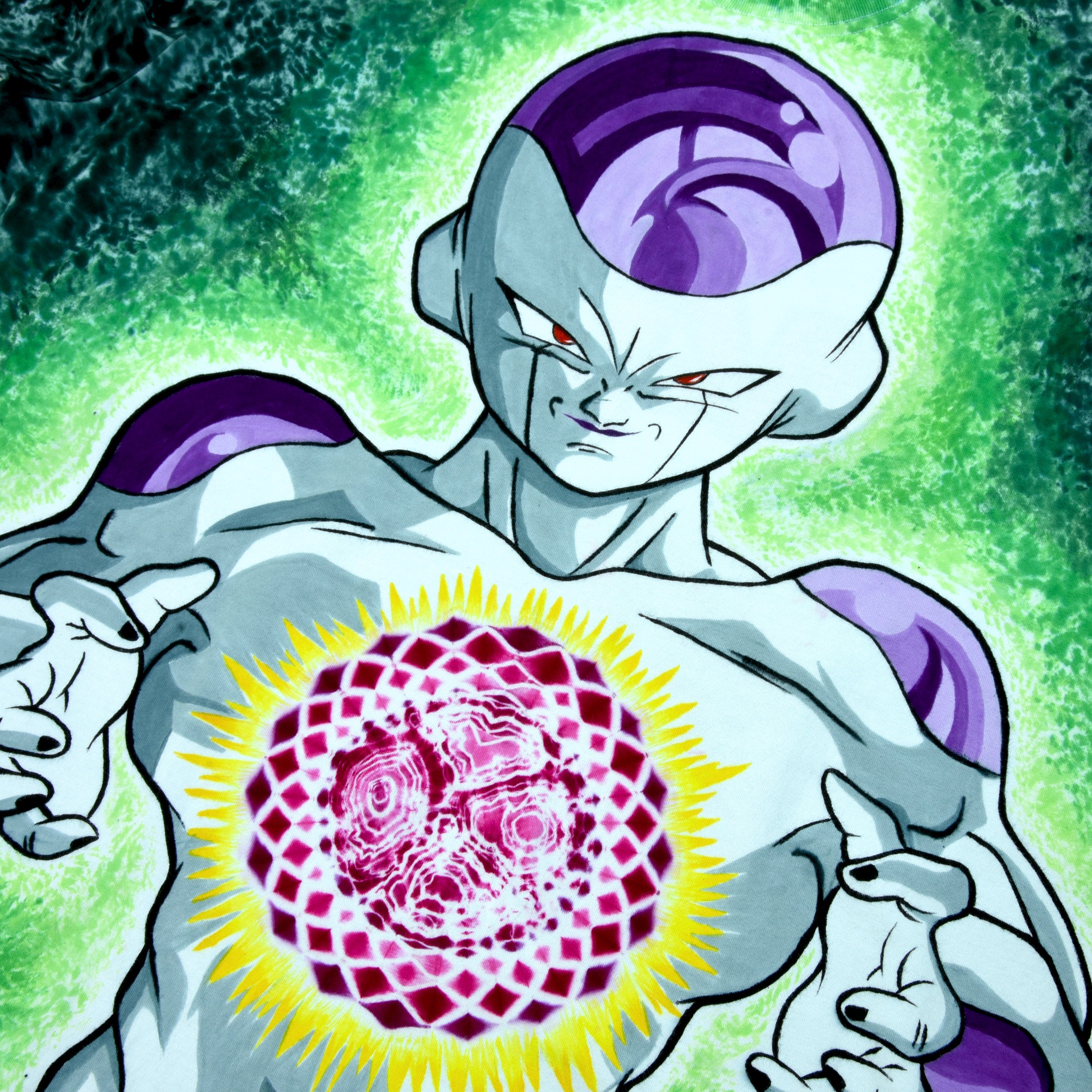 XL Tie-dyed and Hand-dyed Anime Art T-Shirt DBZ Frieza #1
