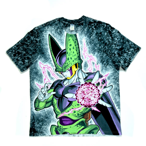 Large - Tie-dyed and Hand-dyed Anime Art T-Shirt - DBZ Cell #1