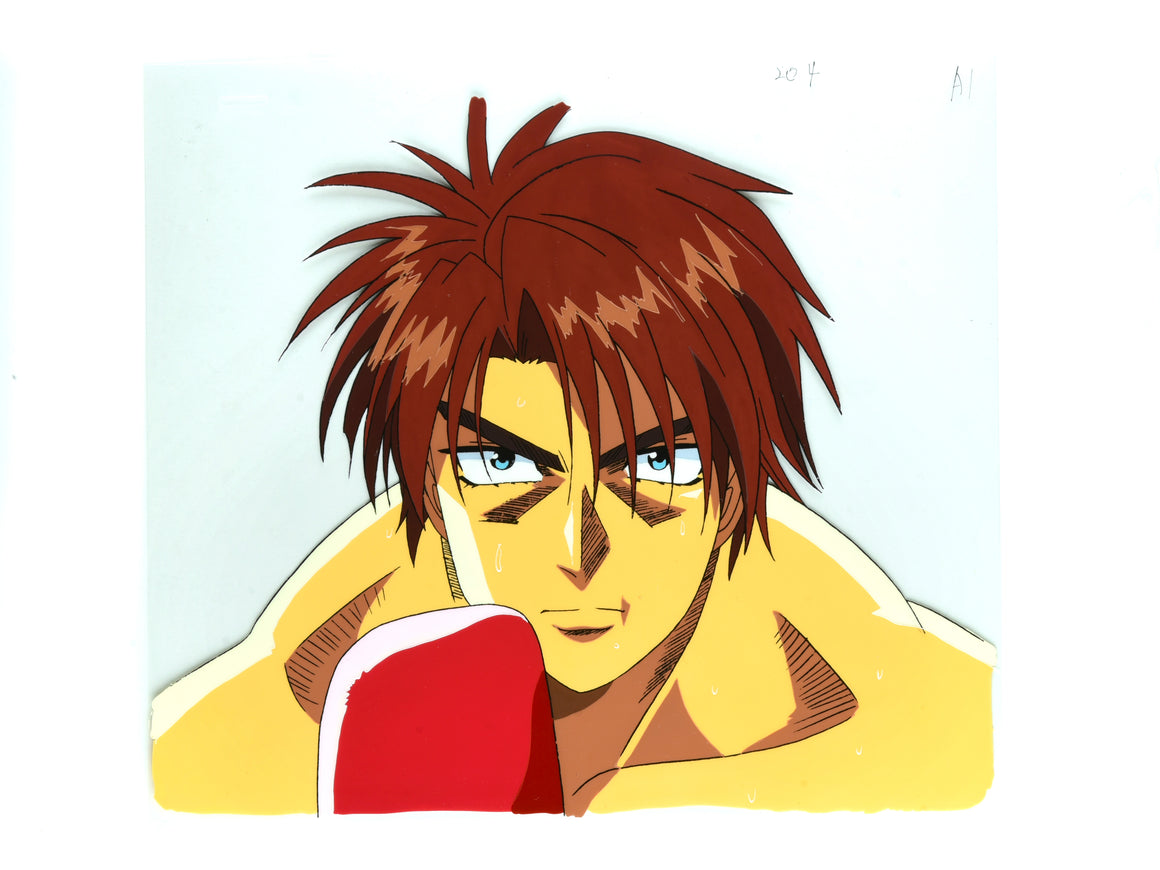 Hajime no Ippo - Volg close-up - 1-layer Production Cel w/ Douga & Print Background