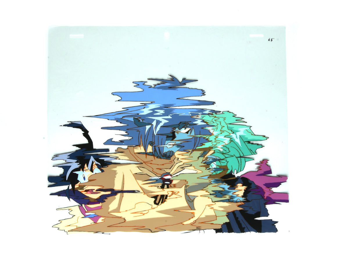 Slayers - Zel, Amelia, and Martina teleporting - 1-layer Production Cel w/ Douga Sketch