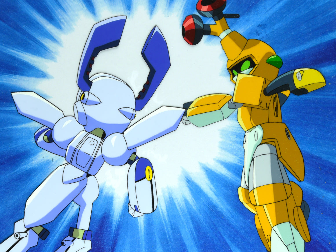 Medabots Damashii - Metabee vs Dorcus - 2-layer Production Cel w/ Douga & Copy Background