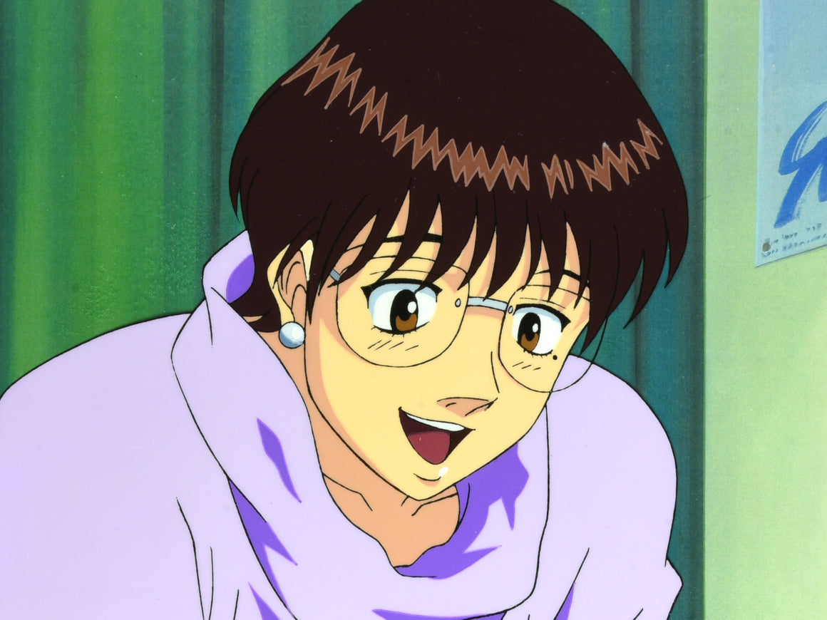 Hajime no Ippo - Dr. Yamaguchi Tomoko - 1-layer Production Cel w/ Douga & Print Background
