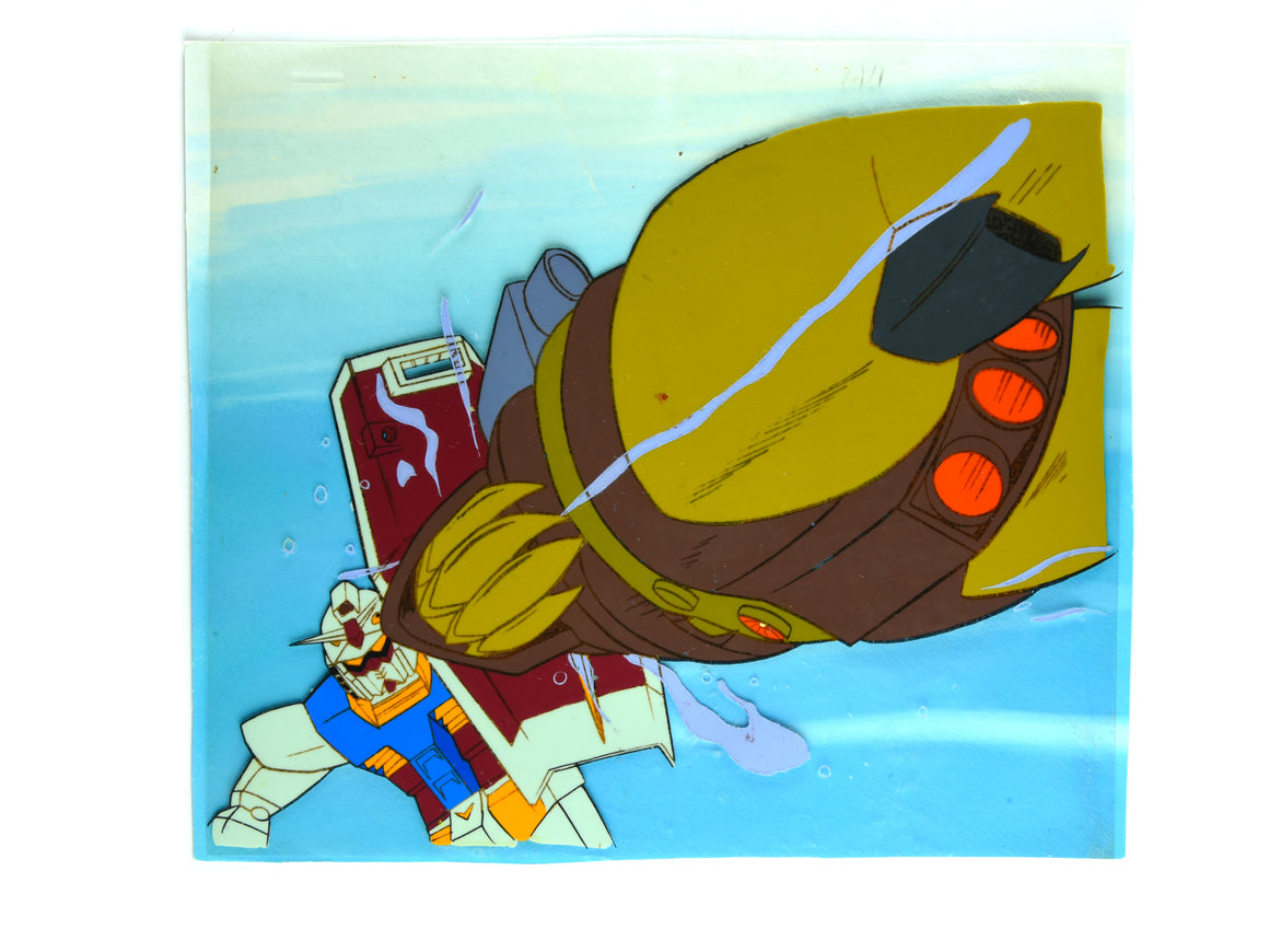 Mobile Suit Gundam - Gundam vs Gogg - 1-layer Production Cel w/ Print Background