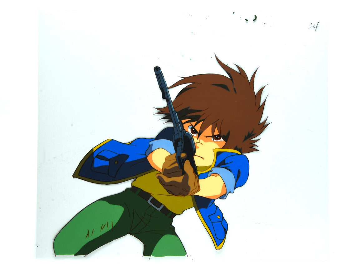 Queen Emeraldas - Umino Hiroshi aiming the Cosmo Dragoon - 1-layer Production Cel w/ Douga