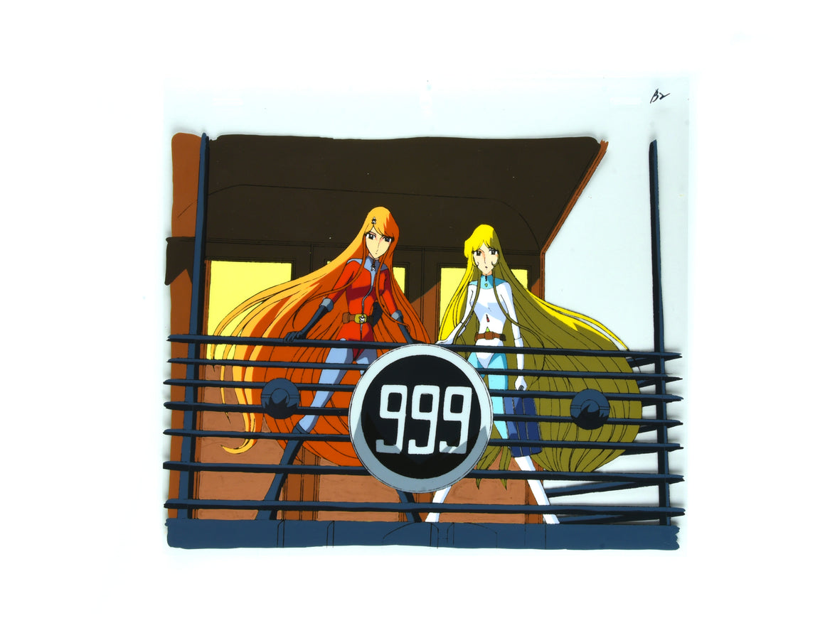 Galaxy Express 999 - Maetel & Emeraldas on the Express  - 1-layer Production Cel w/ Douga & Print Background