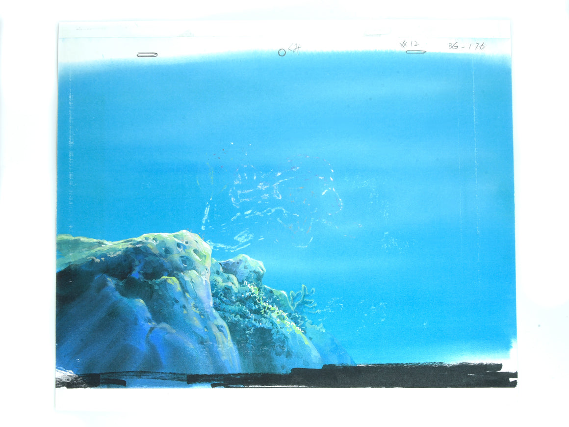 Little Mermaid - Ariel and Sebastian - 1-layer Production Cel w/ Douga, Print Background, CoA