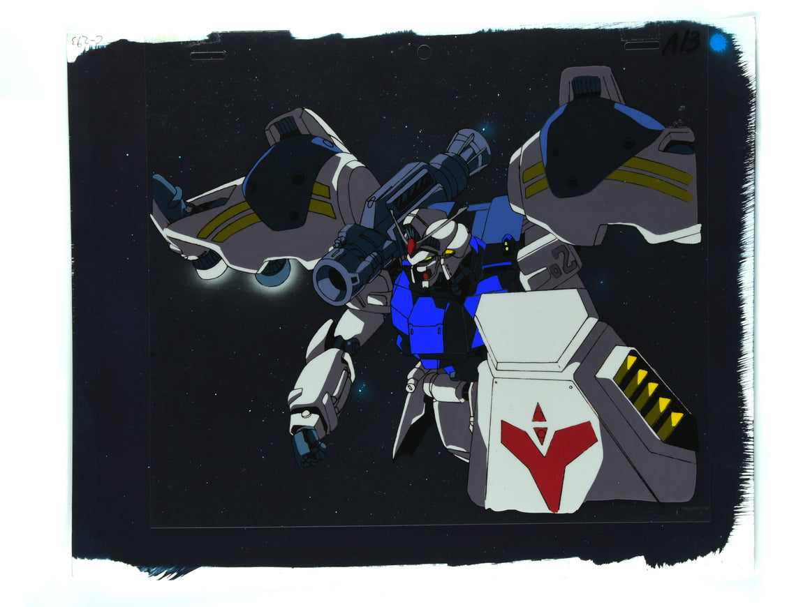 Mobile Suit Gundam 0083: Stardust Memory - GP02 Deploying Atomic Bazooka - 1-layer Production Cel w/ Background, Douga & CoA